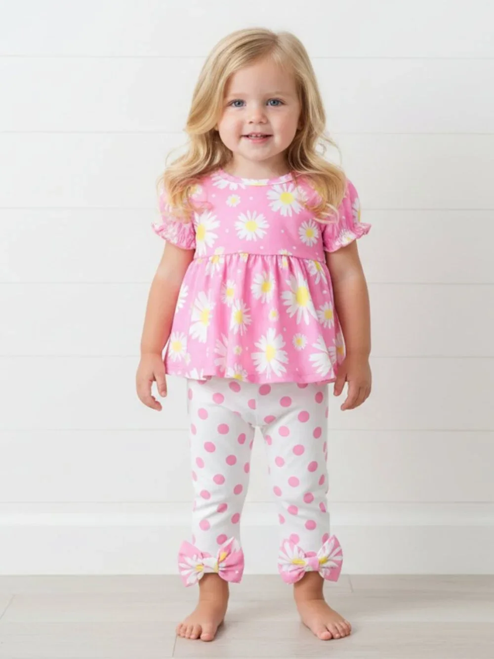 Daisy & Pink Polka Dot Outfit, NWT